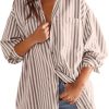 41Ku1q9E9YL.jpg Womens Striped Button Down Shirt Casual Long Sleeve Blouse Top