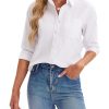 Womens Button Down Shirts Long Sleeve Collared Office Work Blouses Tops with Pocket Oxford Shirts
