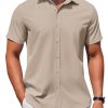 41N7Q864PpL.jpg Men's Button Down Shirt Short Sleeve Casual Shirt for Men Summer Business Casual Dress Shirt