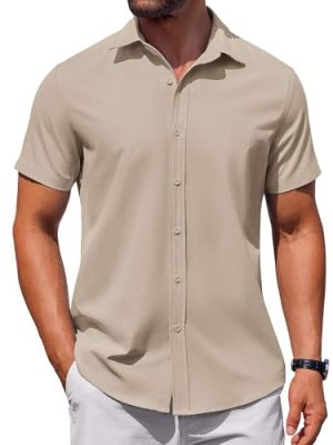 Men's Button Down Shirt Short Sleeve Casual Shirt for Men Summer Business Casual Dress Shirt