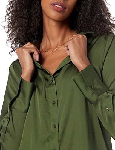 Women's Regular-Fit Satin Button Down Blouse (Available in Plus Size)