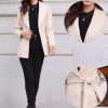 Pea Coats for Women Lapel Collar One Button Winter Overcoat with Belt Trench Coat