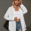 Women Oversized Button Down Shirts Office Drop Shoulder Blouse Long Sleeve Boyfriend Dress Shirt with Pockets