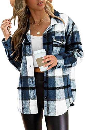 41NpSRusyoL.jpg Womens Fall Outfits Fashion Clothes Shackets Flannel Plaid Button Down Long Sleeve Shirts Jackets