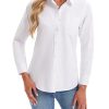 Womens Button Down Shirts Long Sleeve Collared Office Work Blouses Tops with Pocket Oxford Shirts