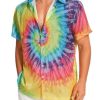 Vintage Shirts for Men Tie Dye Hippie Funny Hawaiian Shirt Button Down Shirts