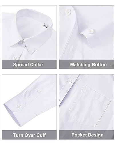 Womens Button Down Shirts Long Sleeve Collared Office Work Blouses Tops with Pocket Oxford Shirts