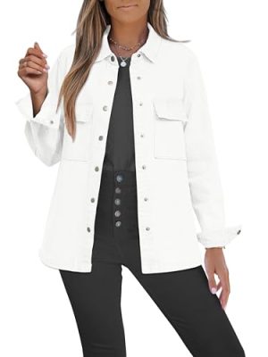 Jean Jackets for Women 2025 Fall Fashion Oversized Button Down Denim Jacket Western Shacket Jacket with Pockets