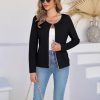 Women Lightweight Open Front Sweater Cardigan Pearls Trim Knit Jacket Trendy Long Sleeve Clothes Coatigan