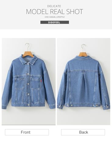 41RM-yLnUL.jpg Women's Denim Jackets Casual Long Sleeve 2025 Spring Outfits Zimbaplatinum Jean Jacket