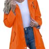Rain Jacket Women Striped Lined Hooded Lightweight Raincoat Outdoor Waterproof Windbreaker