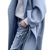41RavW3gAAL.jpg Women's Oversized Notched Collar Wool Blend Single Breast Midi Long Trench Coat