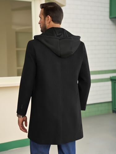 41SbZhNenCL.jpg Mens Trench Coat Single Breasted Mid-Long Pea Coat Classic Winter Business Jacket with Detachable Hood
