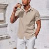41UV6BCiSSL.jpg Men's Button Down Shirt Short Sleeve Casual Shirt for Men Summer Business Casual Dress Shirt