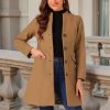 41UxECxzq4L.jpg Women's Winter Overcoat Pea Coat Elegant V Neck Single Breasted Coat Outerwear
