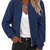41VBe889OdL.jpg Women's Sherpa Fleece Jacket Long Sleeve Faux Fuzzy Casual Zip Up Bomber Coat With Pocket S-XXL
