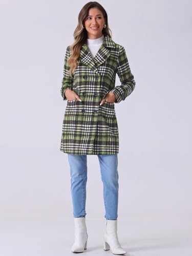 41Vy1n5JgiL.jpg Women's 2025 Winter Notched Lapel Pea Coat Classic Buffalo Checks Double Breasted Plaid Coat