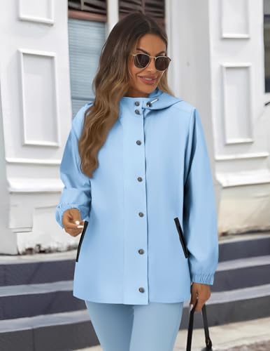 Women's Waterproof Rain Jacket With Hood - Lightweight Windbreaker Raincoat With Pockets for Outdoor