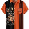 Halloween Trick or Treat Button Down Shirt, Funny Shirt,Short Sleeve Hawaiian Shirt, Graphic Print, Holiday Party Wear