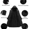 Women's Long Trench Coat Double-Breasted Classic Lapel Overcoat Belted Slim Outerwear Coat with Detachable Hood