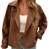 41au1Sq-BmL.jpg Womens Cropped Trench Coat Short Single Breasted Jackets Lightweight Casual Outerwear