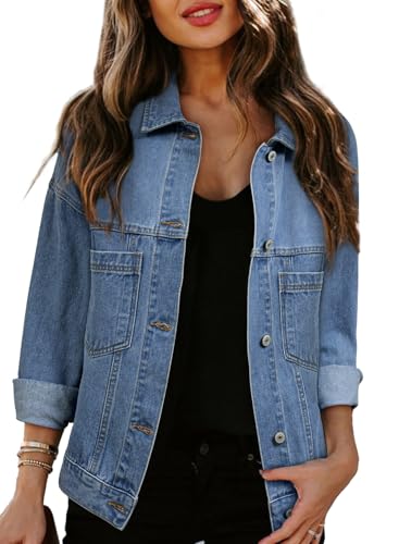 41b61Hb8LvL.jpg Women's Denim Jackets Casual Long Sleeve 2025 Spring Outfits Zimbaplatinum Jean Jacket