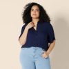 Women's Relaxed-Fit Fluid Twill Button-Down Shirt (Short Sold Separately)