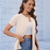 Women's 2025 Short Sleeve Cardigan Button Up Hollowed Out Crewneck Shrug Sweaters Knit Sweater Tops Lightweight