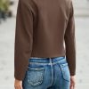 41bgFk8oWrL.jpg Womens Balloon Long Sleeve Blazer Cropped Collarless Button Down Suit Jackets Business Casual Fall Outerwear