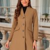 41cZ0oHa61L.jpg Women's Winter Overcoat Pea Coat Elegant V Neck Single Breasted Coat Outerwear