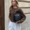 41dMUBerBL.jpg Womens Balloon Long Sleeve Blazer Cropped Collarless Button Down Suit Jackets Business Casual Fall Outerwear