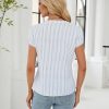 Women's Dressy Casual Tops Business Work Blouses White Button Down Shirts Cap Sleeve V Neck Tshirt