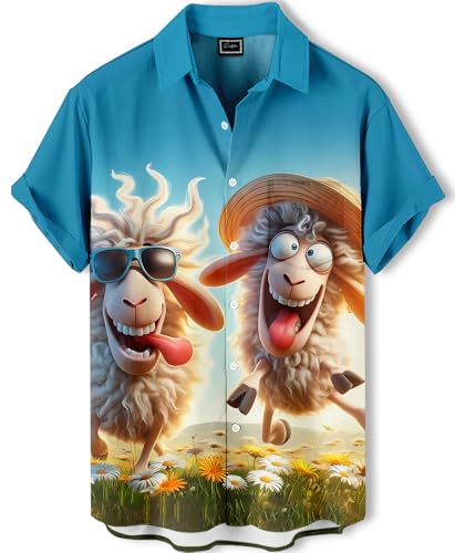 Men's Hawaiian Shirt Button Down Funny Printed Casual Short Sleeve Summer Beach Party BBQ Shirts