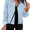 Women's Basic Button Down Long Sleeve Stretchy Jean Trucker Denim Jacket