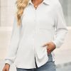 41dywKy8RTL.jpg Womens Waffle Knit Button Down Shirts Fall Dressy Casual Long Sleeve V Neck Blouse Loose Fit Work Tops Shacket