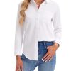 Womens Button Down Shirts Long Sleeve Collared Office Work Blouses Tops with Pocket Oxford Shirts