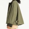 41gJgFC953L.jpg Womens Contrast Collar Jacket Casual Button Down Long Sleeves Crop Trench Coat Outerwear with Pockets