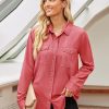 41h5gcoFyL.jpg Women's Button Down Denim Shirt Collared Casual Long Sleeve Pocket Tops