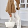 41hTFibGKvL.jpg Womens Oversized Cropped Trench Coat Batwing Sleeve Single Breasted Lapel Casual Jackets Fall Button up Outerwear