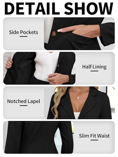 41hYpE5nZZL.jpg Women's Casual Stretchy Knit Blazer,Lightweight Slim Fit Jackets Long Sleeve Business Suit with Pockets