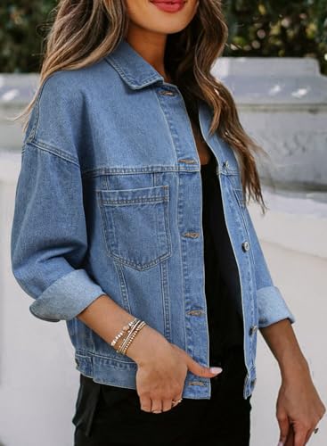 41i4RmYjD0L.jpg Women's Denim Jackets Casual Long Sleeve 2025 Spring Outfits Zimbaplatinum Jean Jacket