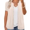 Women's 2025 Short Sleeve Cardigan Button Up Hollowed Out Crewneck Shrug Sweaters Knit Sweater Tops Lightweight