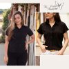 Women's Button Down Shirts Short Sleeve Dress Shirts Basic Business Collared Work Blouses