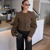 41jGjV8sfL.jpg Womens Balloon Long Sleeve Blazer Cropped Collarless Button Down Suit Jackets Business Casual Fall Outerwear