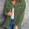 41k6T4kNmRL.jpg Women’s Oversized Button Up Frayed Hem Shacket Long Sleeve Pockets Denim Jean Jacket