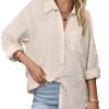 41kF3TbwLbL.jpg Womens Button Down Shirts Long Sleeve Cotton Gauze Tops Casual Collared Blouses Loose Fit