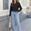 Womens Button Down Shirts Long Sleeve Dress Shirts Casual V Neck Collared Tops Work Office Blouse with Pocket