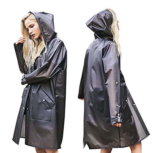 41lti7DeimL.jpg L-Rain Durable TPU Clear Rain Coat for Adults - Women and Men Fashion Hooded Rain Poncho