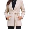 Pea Coats for Women Lapel Collar One Button Winter Overcoat with Belt Trench Coat