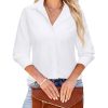 Button Down Dress Shirts for Women Long Sleeve Wrinkle Free Shirts Solid Work Business Formal Button Up Shirt